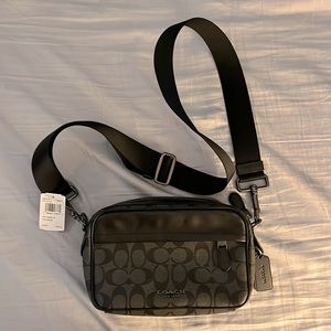 Coach Black and Charcoal Crossbody Signature print NWT